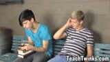 Twinks Kayden Daniels and Jae Landen anal pound in classroom snapshot 4