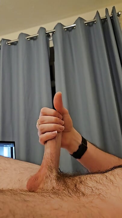 Straight guy wanking in bed whilst watching gay porn with cumshot