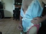 cd lingerie blue and white frilly teddy wank snapshot 5