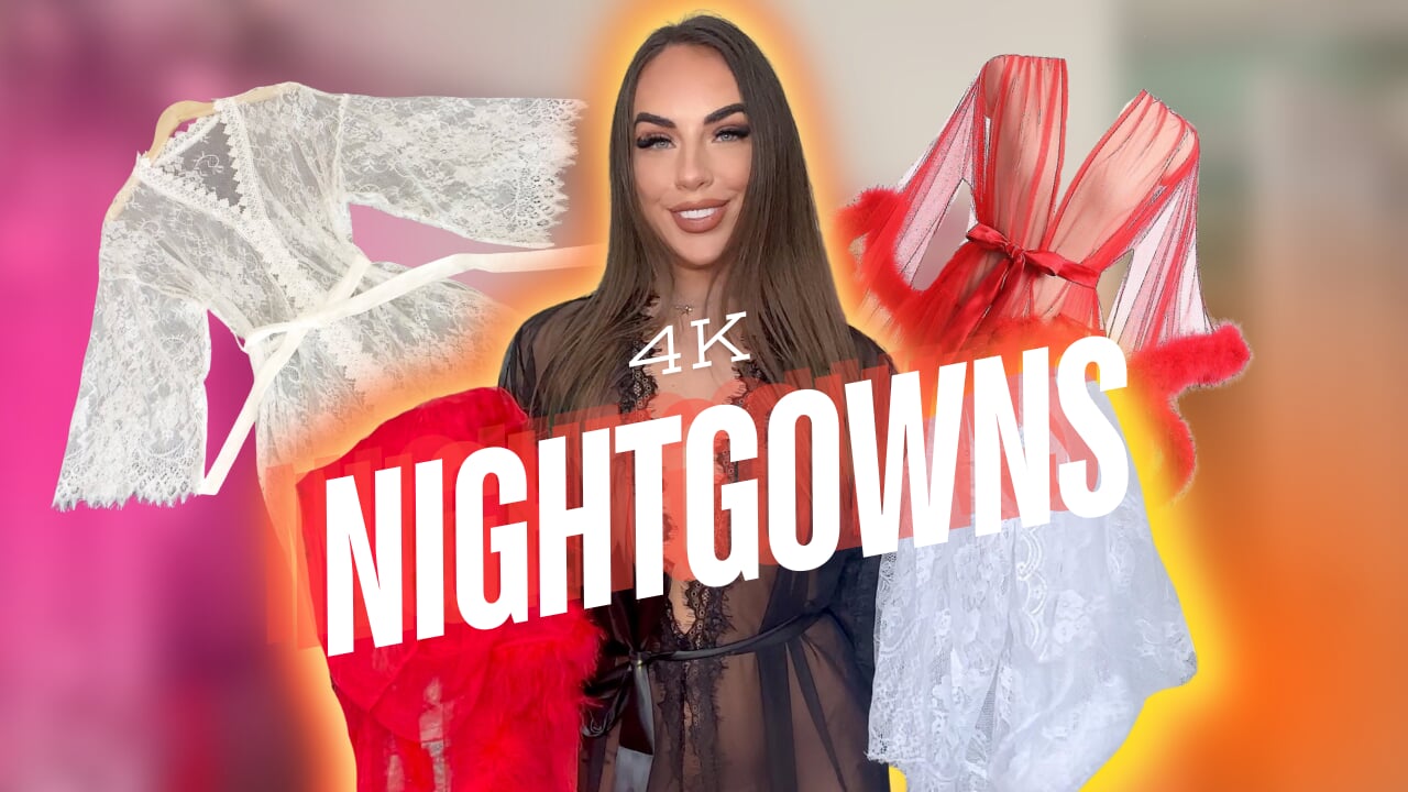 Une chemise de nuit transparente 4k essaye une tenue avec vue sur miroir | Ana Daisy TryOn