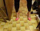 Crossdresser cam slave high heels wetlook leggings mouth gag snapshot 7