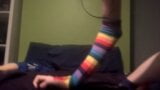 Rainbow Thigh-High Slut Teases Cock snapshot 5