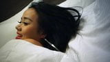 Asian adult model Estelle Lela Angels playes in bed snapshot 5