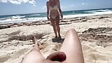 Slutty teen sucks dick at the beach, public blowjob, nude beach, public sex snapshot 3