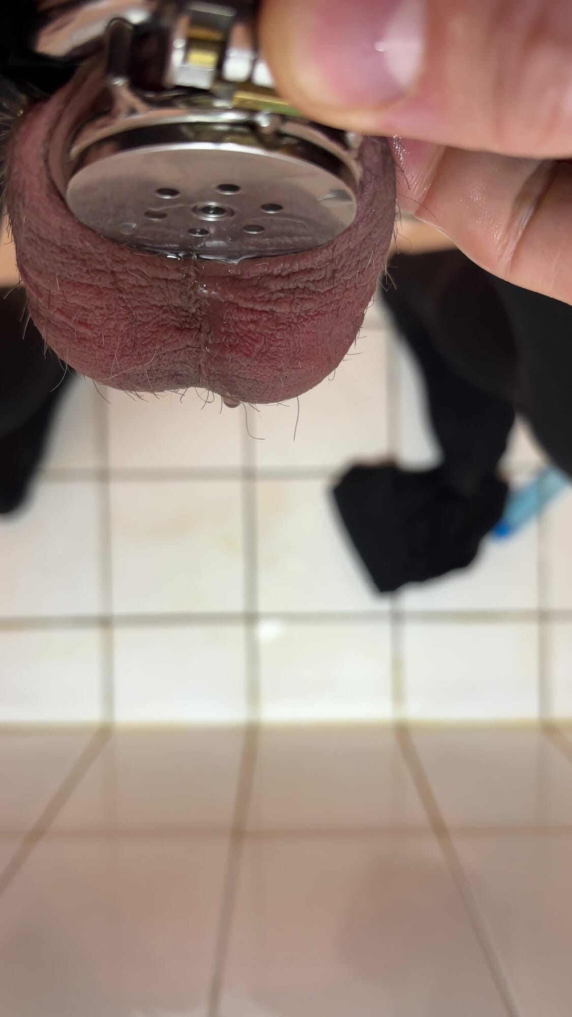 pissing in micro chastity cage snapshot 1