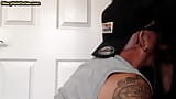 Inked gloryhole DILF sucks cock till jizz in greedy mouth snapshot 7