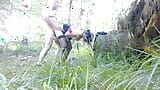 I put leash and collar on my slut and fuck her in a forest snapshot 1