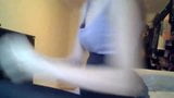 hacked laptop camera. girl puts on pantyhose snapshot 7