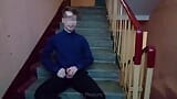 Public jerking off on the stairs after school snapshot 3