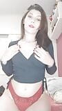 brunette getting dressed, with her clothes on snapshot 7