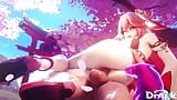 Cowgirl heaven con Yae Miko e Ayato intensa scena di sesso 3D in Genshin Impact animazione 3D compilazione anale a piedi nudi estesa snapshot 16