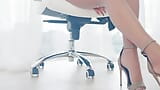 I'm in nylon tights and high heels sitting in an office chair snapshot 10