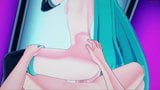 Hatsune Miku masturbándose antes de ser follada en primer plano en el escenario snapshot 15