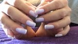 beauty woman show her Hands and feet in French nails style snapshot 3