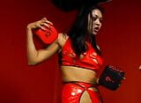 Hard asian psycho Mistress tortures poor slave in her red dungeon. snapshot 4