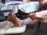 Mrs Samantha's high-heeled wooden mules on display snapshot 20