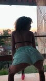 Latina Teen twerks her tasty ass on public balcony snapshot 3