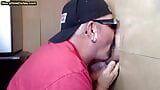 Cocksucking amateur DILF closeup sucks gloryhole dong snapshot 15