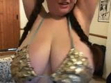 Denise Davies and her huge boobs in a gold bikini snapshot 3