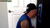 Gloryhole inked BJ mature gay sucks cock of his BF at home snapshot 11