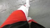 White thigh boots and the tightest red leggings i have snapshot 2