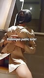 Dildoing in public!!! Exhibitionist Gina fucking dildo in public toilet snapshot 1