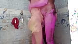 On the day of Holi, sister-in-law was painted and brother-in-law took her to the bathroom and fucked her. snapshot 16