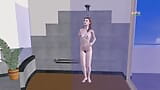 Un video animado en 3D de una escena de ducha desnuda de chicas adolescentes lindas. snapshot 1