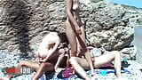 Foursome at the beach with two horny sluts snapshot 21