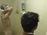 Athletic jocks wank their hard dicks in warm shower snapshot 2