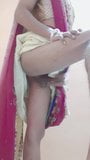 Indian crossdresser sissy show dick in saree snapshot 10