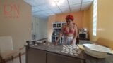 Nudist housekeeper Regina Noir cooking at the kitchen. Naked maid makes dumplings. Naked cooks. Bra 1 snapshot 2