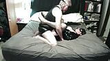 Goth Girl Lady Willow wearing Fishnets & Vinyl Dress gets Spanked& Fucked by Beau Edgewood in Leather Shirt snapshot 11