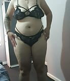 Step mom with amazing big tits in black lingerie caught up on camera snapshot 1