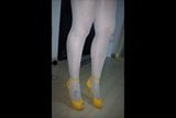 White stockings sexy legs yellow designer peep toe snapshot 6