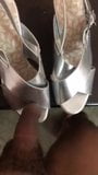 Fuck cum silver cork platform block heels snapshot 1