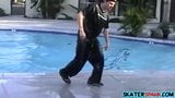 Four dudes get wet in a pool before having group spank snapshot 4