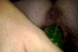 Cucumber in her pussy snapshot 5