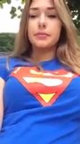 Trisha Annabelle fumează în ținută de Superman afară snapshot 6