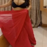 Indian BBW With Huge Boobs And Ass In Red Saree Musical Video snapshot 9