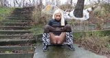 Blonde Slut Pissing Outside! snapshot 5