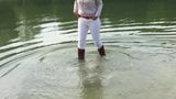 Walking in the lake soaking my brown riding boots snapshot 5