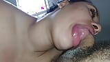 CLOSE UP and POV blowjob extremely wet,slut licks extremely smeared cock from top to bottom snapshot 16