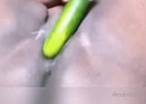 EBONY WIFE PUSSY  PLAYING WITH CUCUMBER snapshot 4