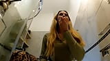 Big Tits Big Ass Hot Blonde Wife Flashes Pussy and Ass in the Bathroom snapshot 3