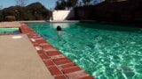 Linda lila peluda se baña en la piscina snapshot 15