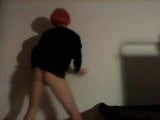 Shemale dance, red head, red panties, venice mask, horny ass snapshot 4