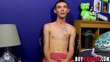 Twink Bentley Ryan strokes his large cock for an interview snapshot 5