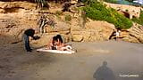 His beach day gets dirty as the brunettes ride his big cock snapshot 7