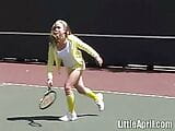 Teen masturbates outdoors after tennis snapshot 1